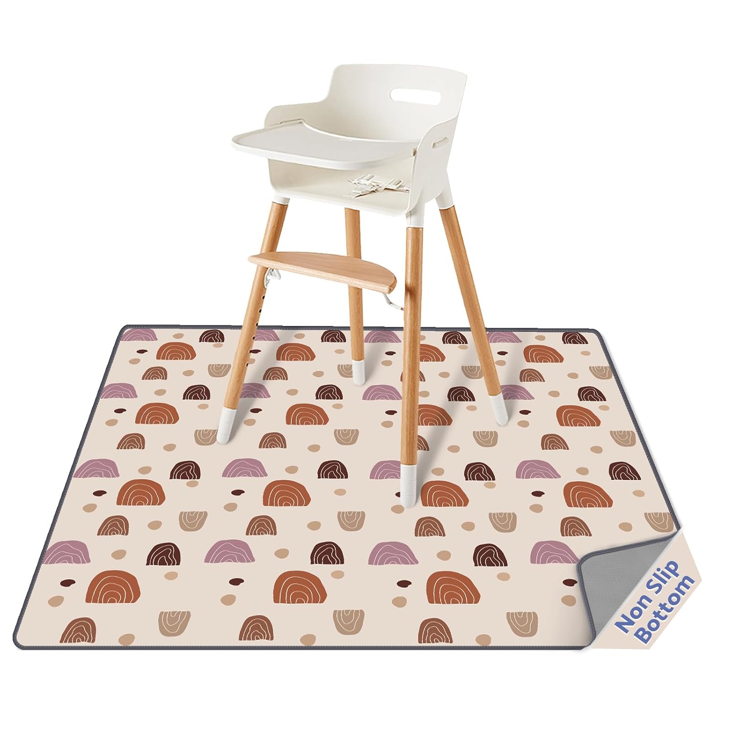 Blissful Diary Baby Splat Mat for High Chair, 50.4 x 50.4 Inch, Boho Rainbow