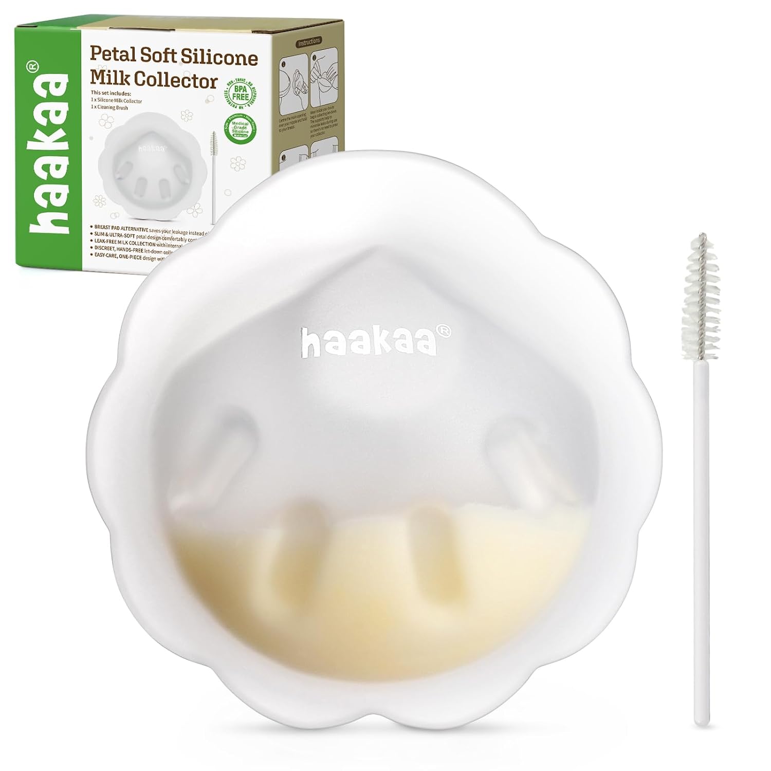 haakaa Petal Soft Passive Silicone Milk Collector for Breastfeeding, 1PC