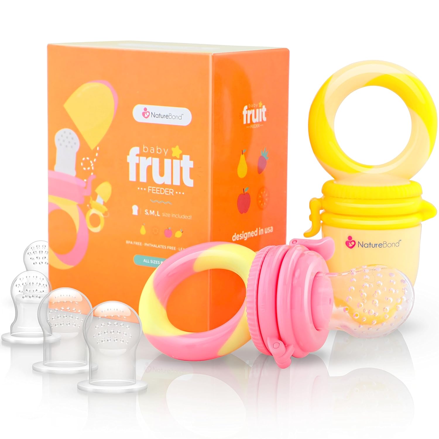 NatureBond Baby Fruit & Food Feeder (2 Pack) with Extra Sacs